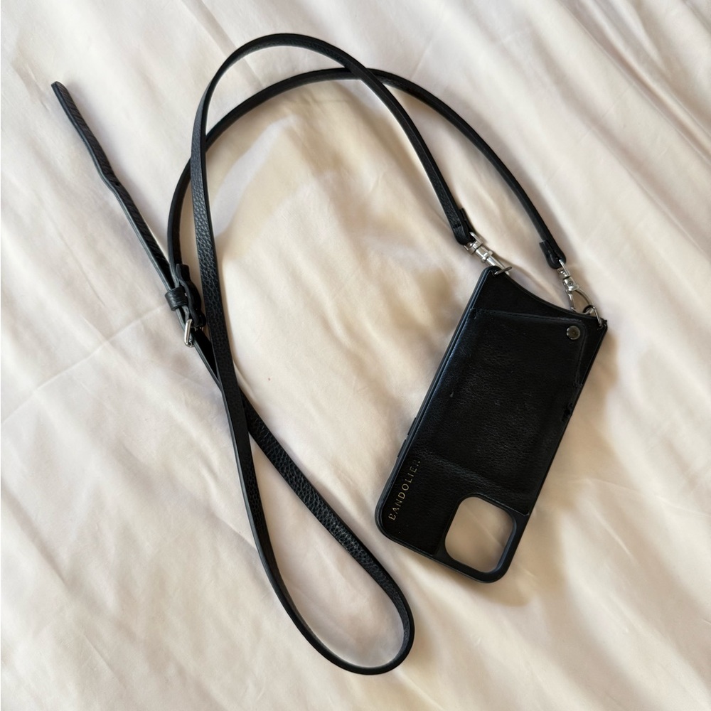 Bandolier Emma Vegan Leather Crossbody Phone case+ strap Black/Silver